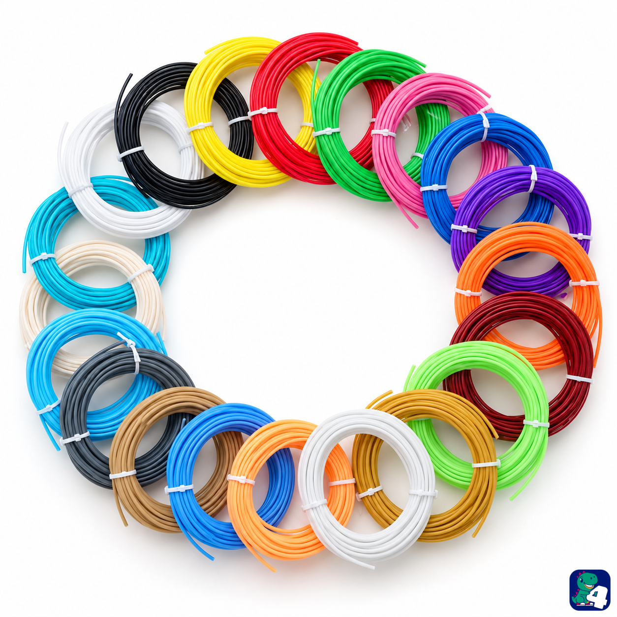 PCL filament van Fits4Kids: 20 kleuren, 100 meter, voor 3D-pennen
