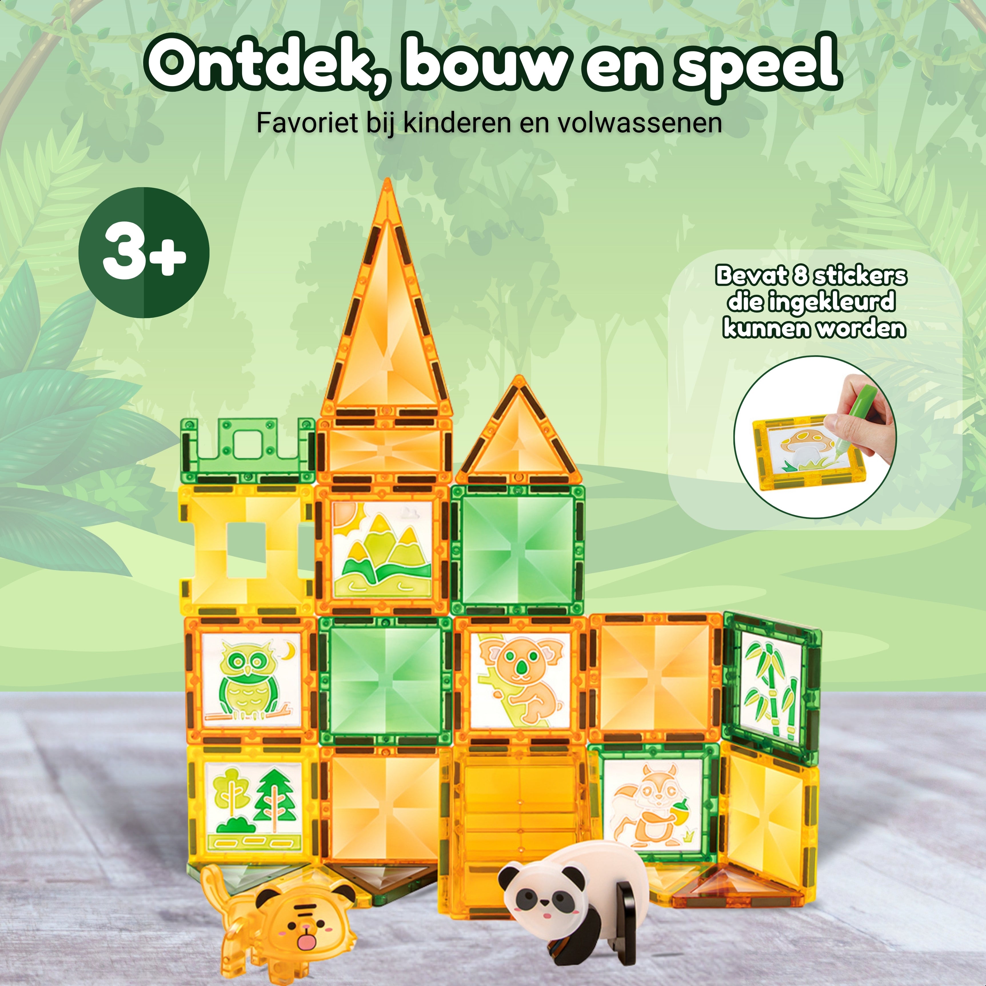 Ontdek bouw en speel met Magnetic Tiles Jungle van Fits4Kids vanaf 3 jaar