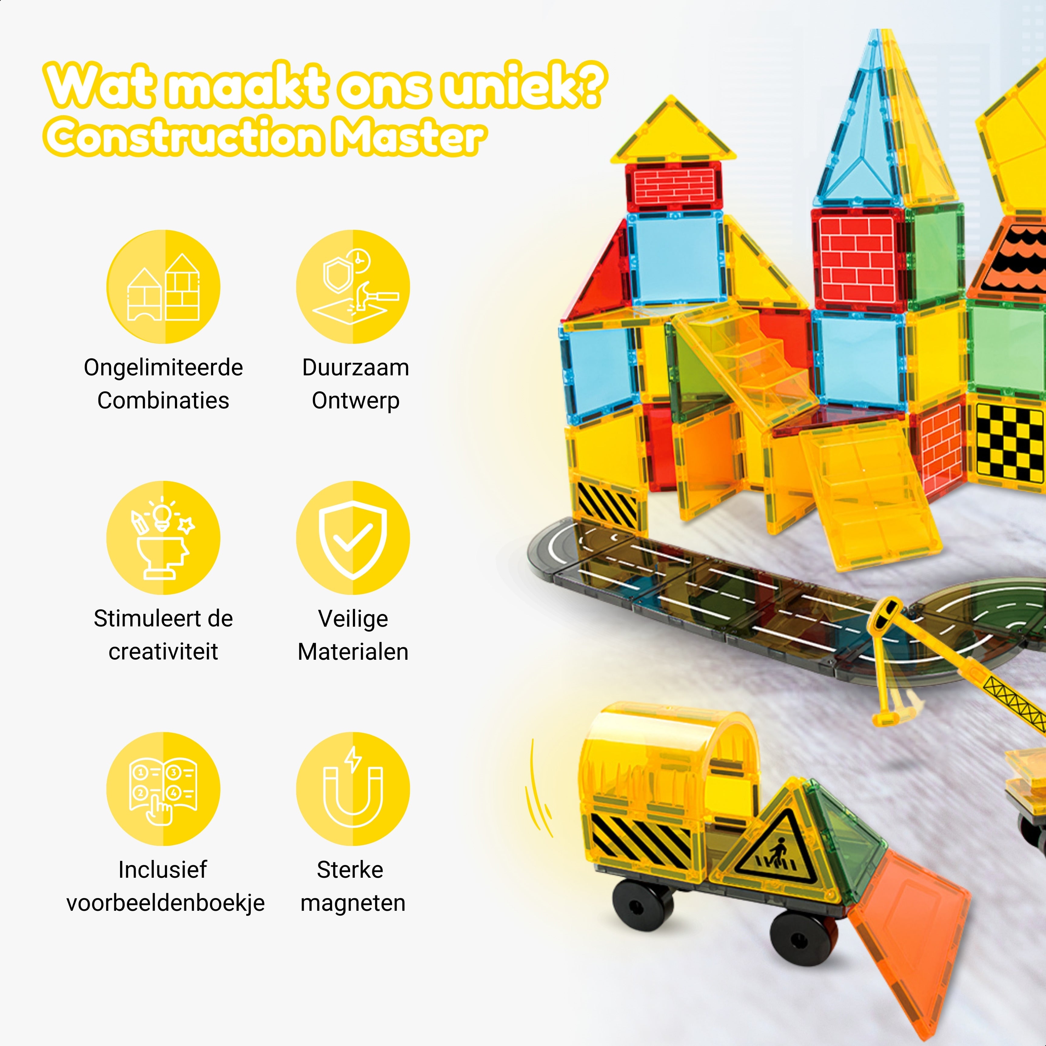 Wat de Magnetic Tiles Construction Master van Fits4Kids uniek maakt voor kinderen