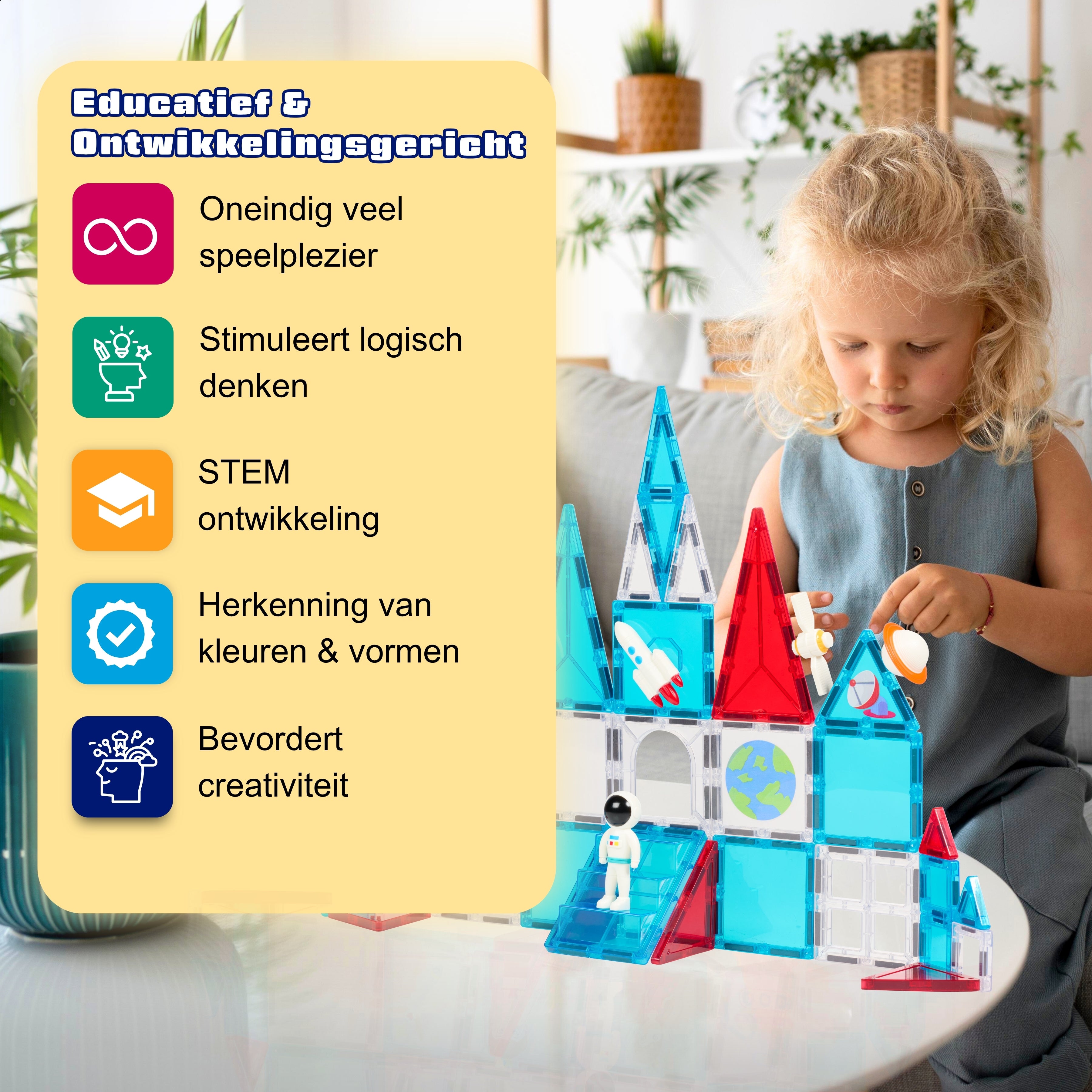 Educatieve voordelen van Magnetic Tiles van Fits4Kids waaronder STEM ontwikkeling
