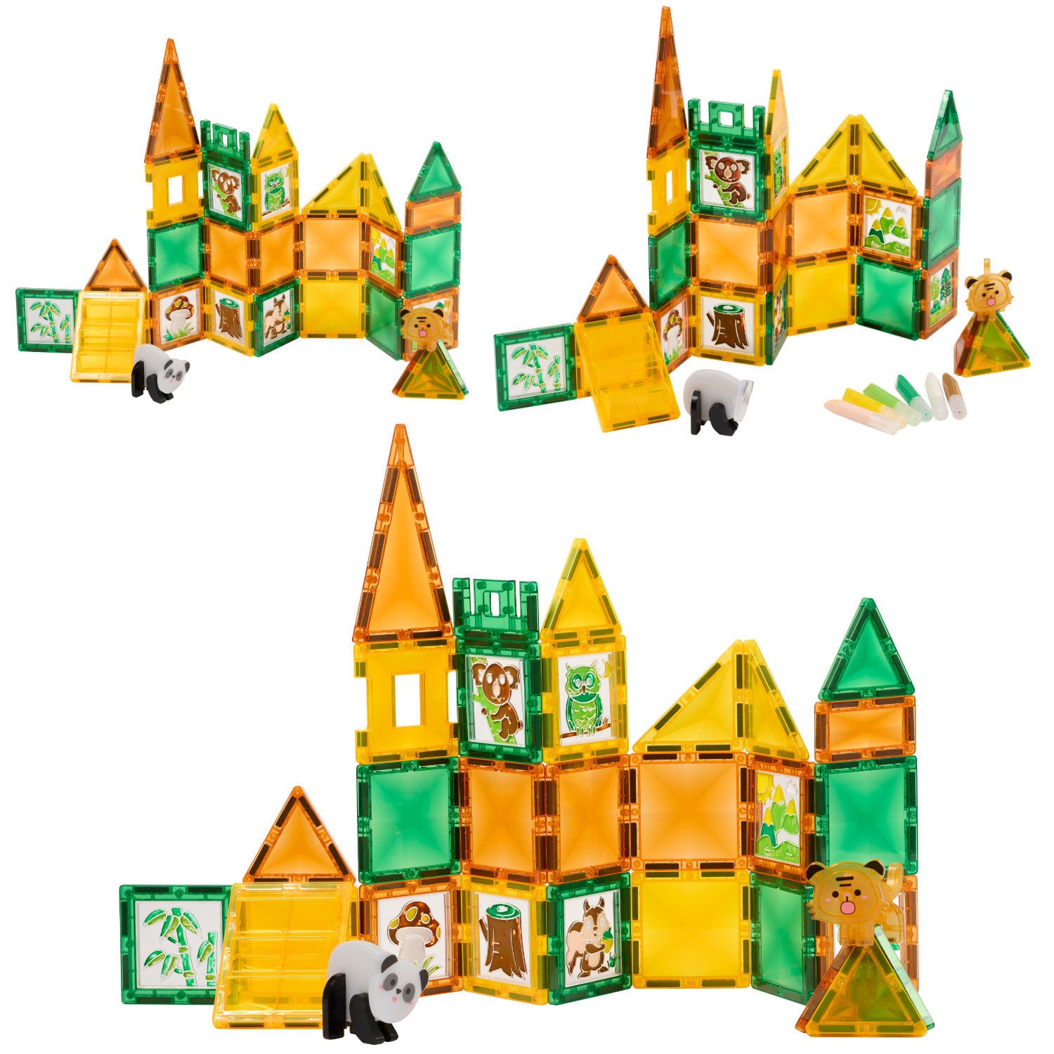 Kleurrijk groen kasteel gebouwd met Magnetic Tiles Jungle van Fits4Kids