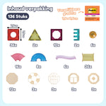 Overzicht van de inhoud van de Magnetic Tiles Marble Run set van Fits4Kids