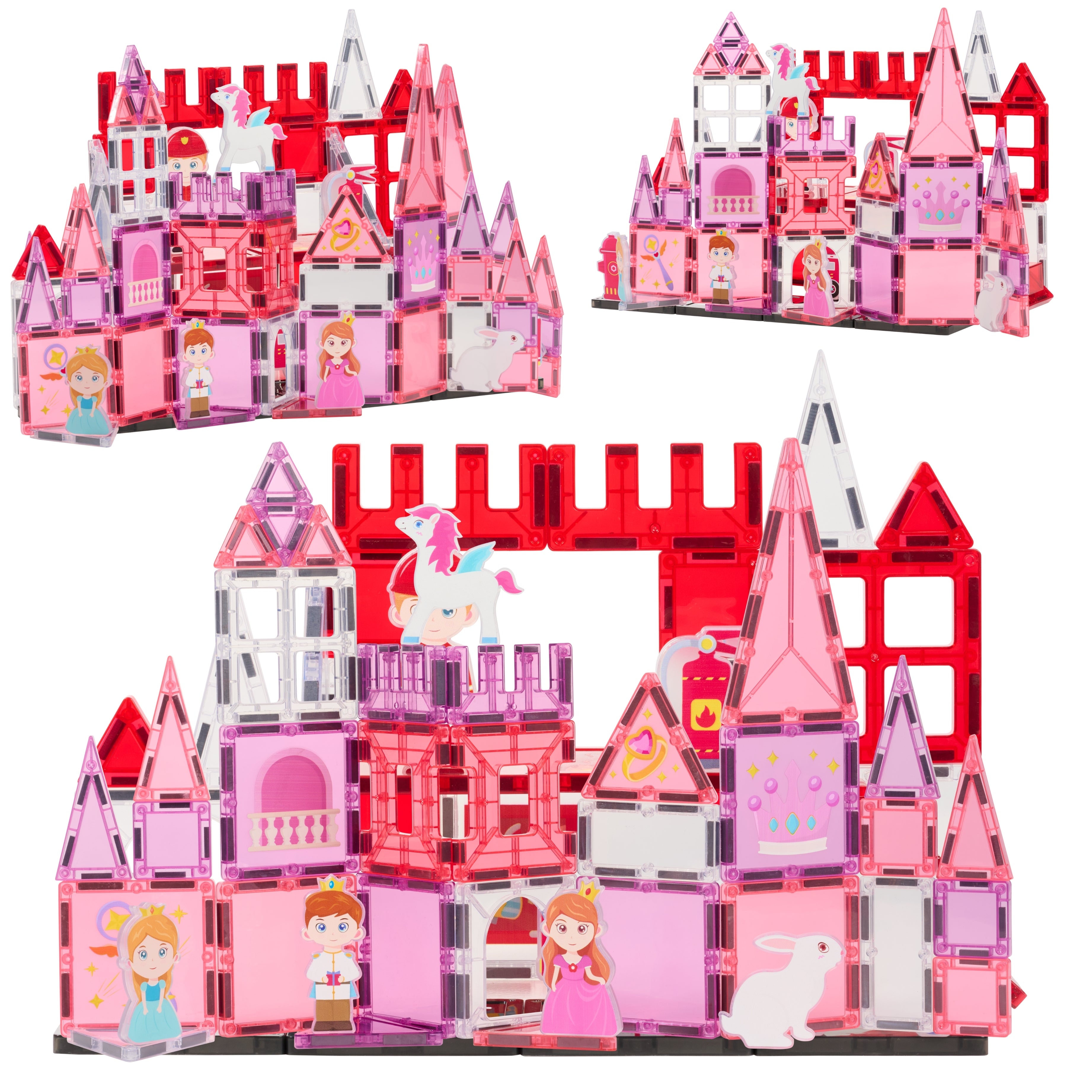 Roze kasteel gebouwd met Magnetic Tiles Princess Paradise van Fits4Kids