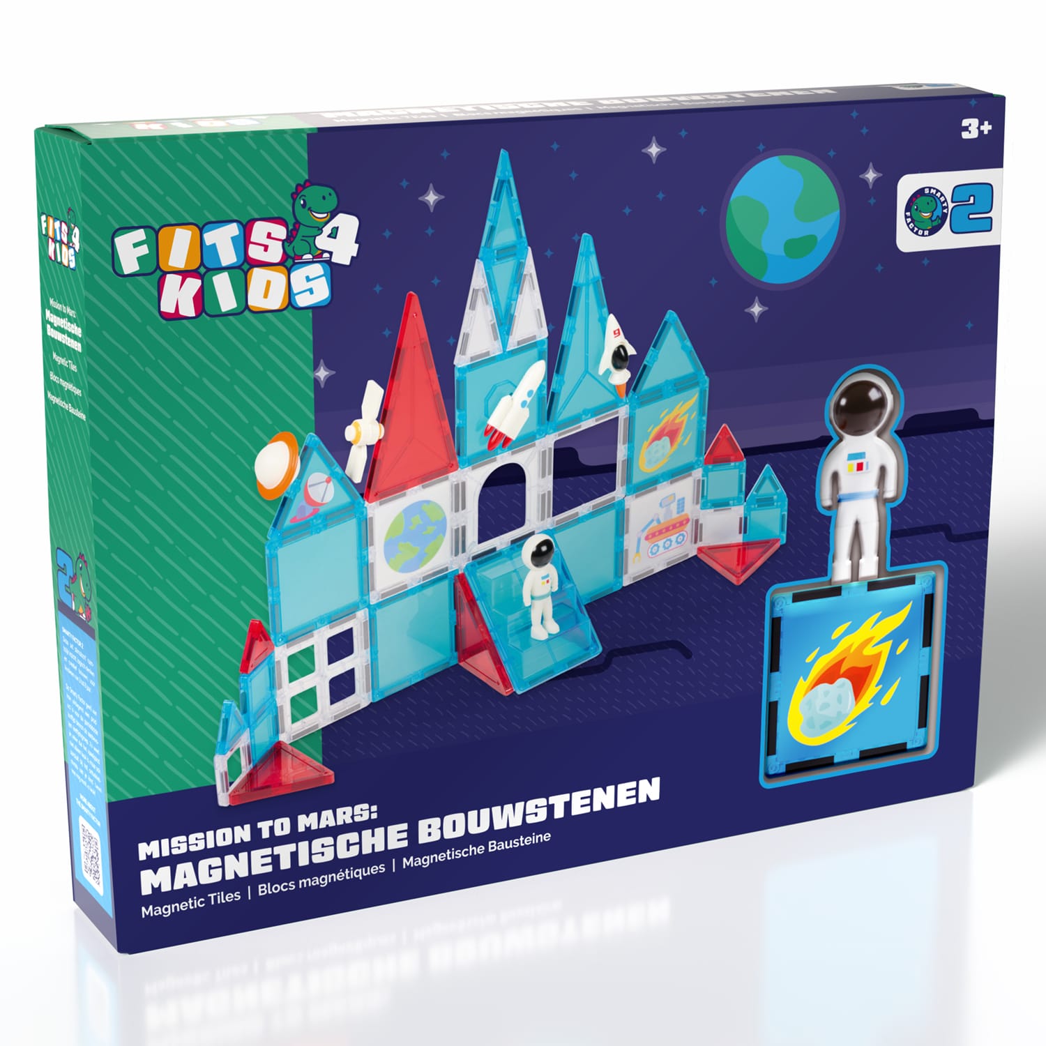 Verpakking van de Magnetic Tiles Mission to Mars van Fits4Kids voor kinderen vanaf 3 jaar